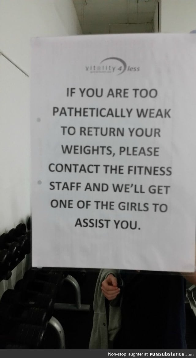 Absolutely savage note from the staff at a gym