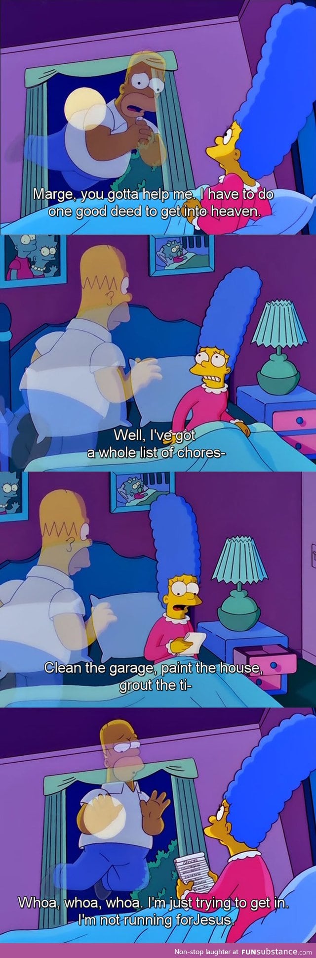 Homer has to make one good deed to get into heaven