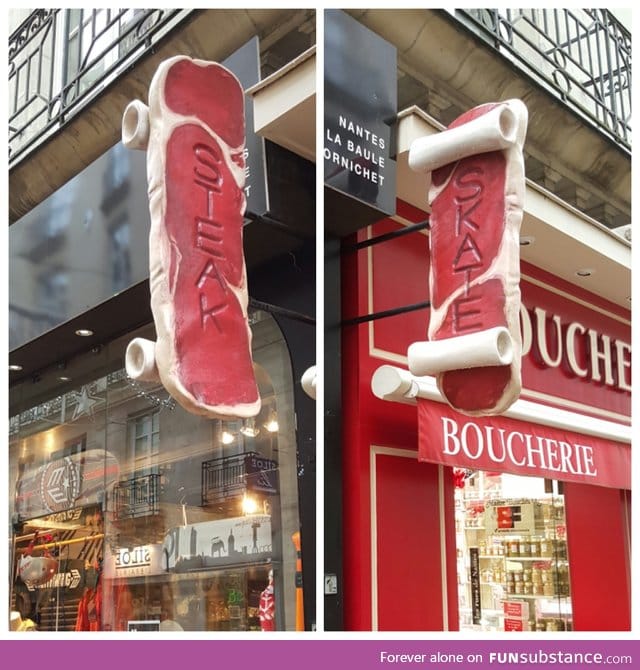 How a skateshop and a butcher share a sign