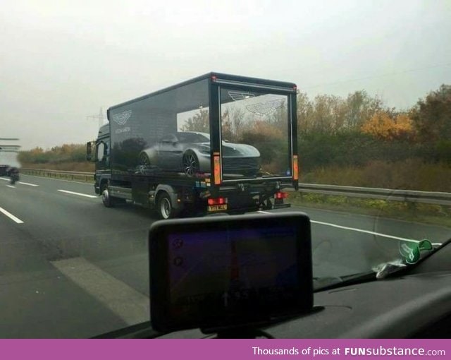 That's how you transport an Aston Martin in the UK