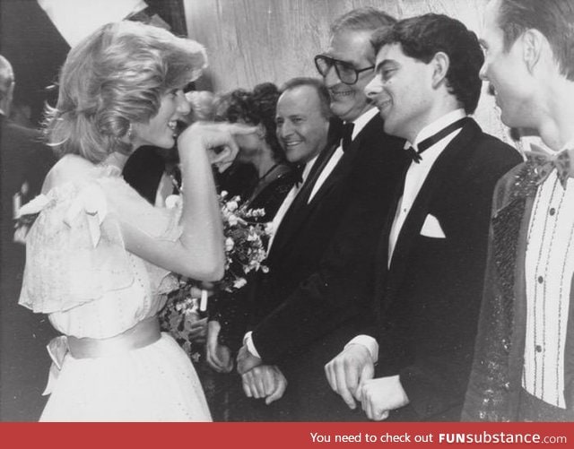 "Mr Bean!" - Princess Diana meets comedian Rowan Atkinson