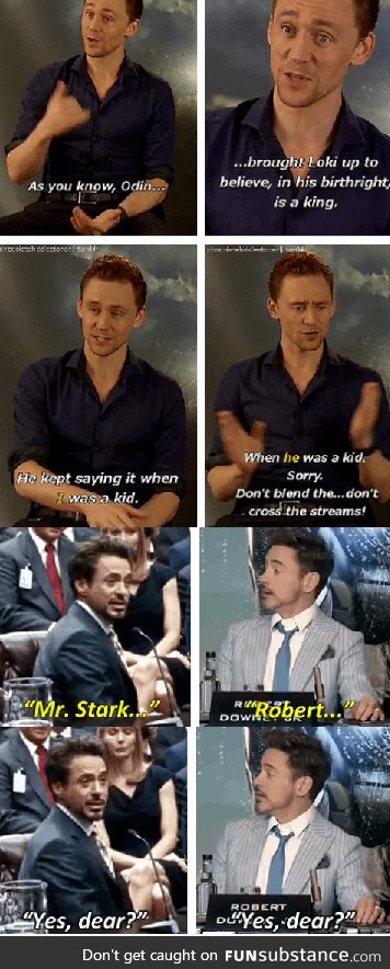 Tom is Loki and RDJ is iron man