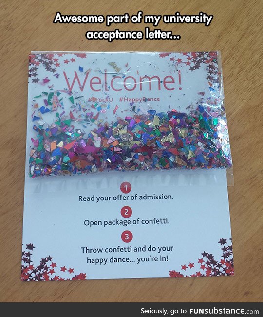 Acceptance letter with a twist