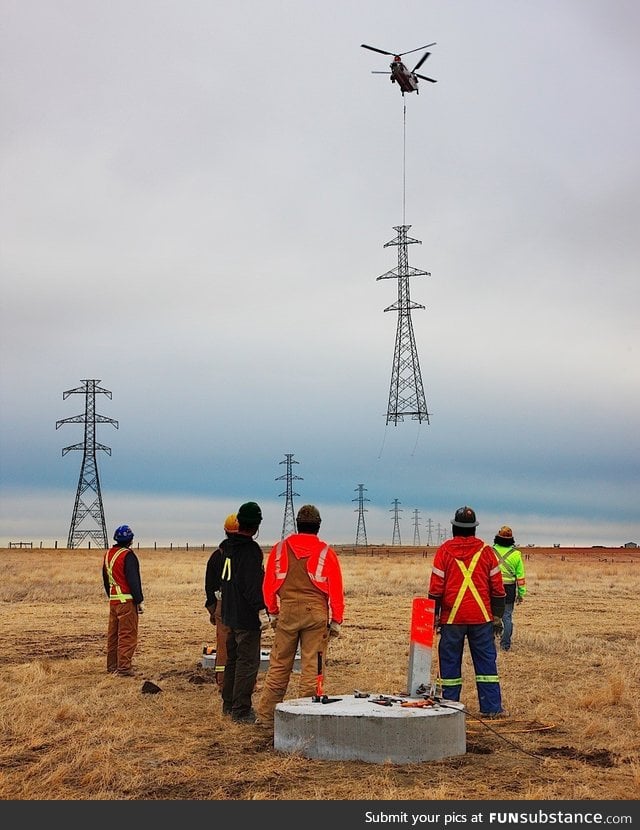 If you ever wondered how they install those huge power line towers