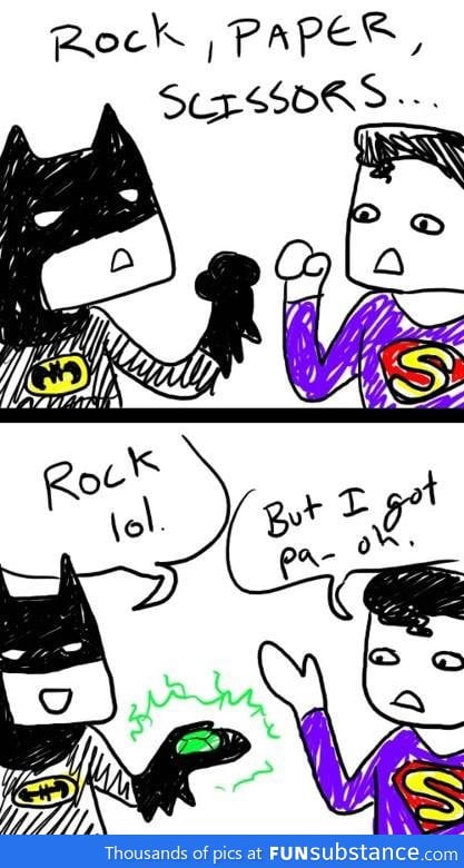 Batman vs Superman Rock Paper Scissors