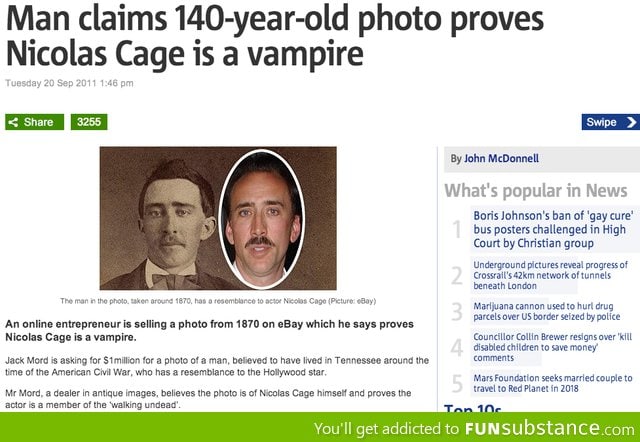 Nicholas Cage is a Vampire