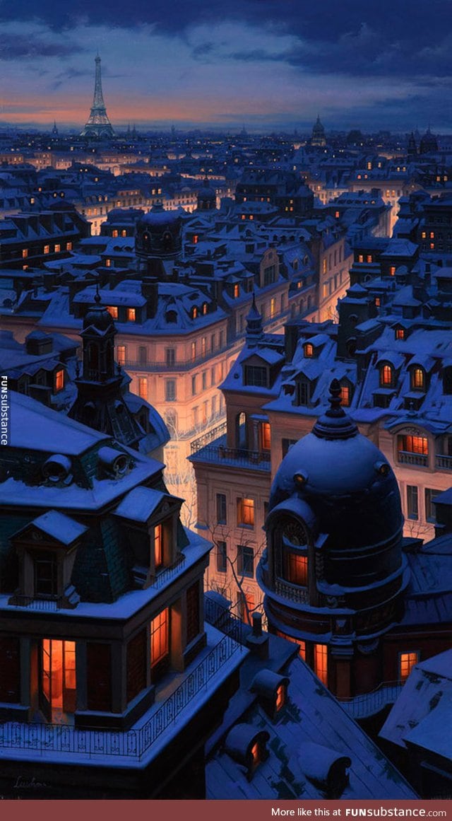 Paris at night, by Evgeny Lushpin