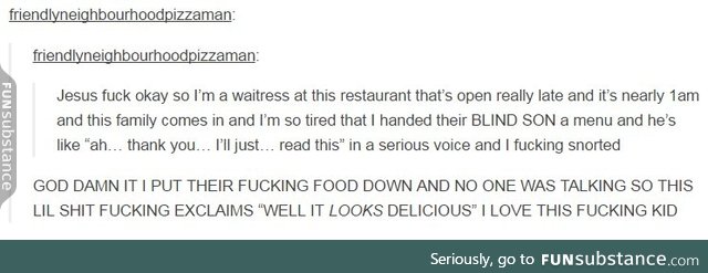Props to this kid for having a sense of humor