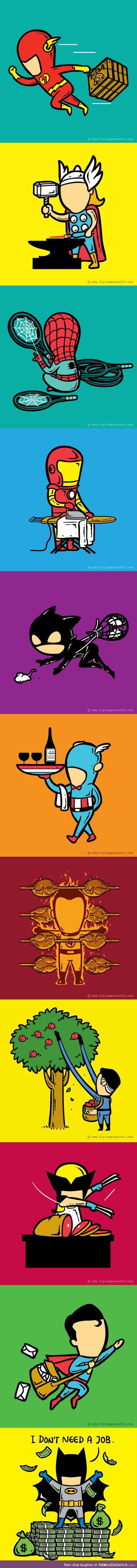 If super heroes had part time jobs