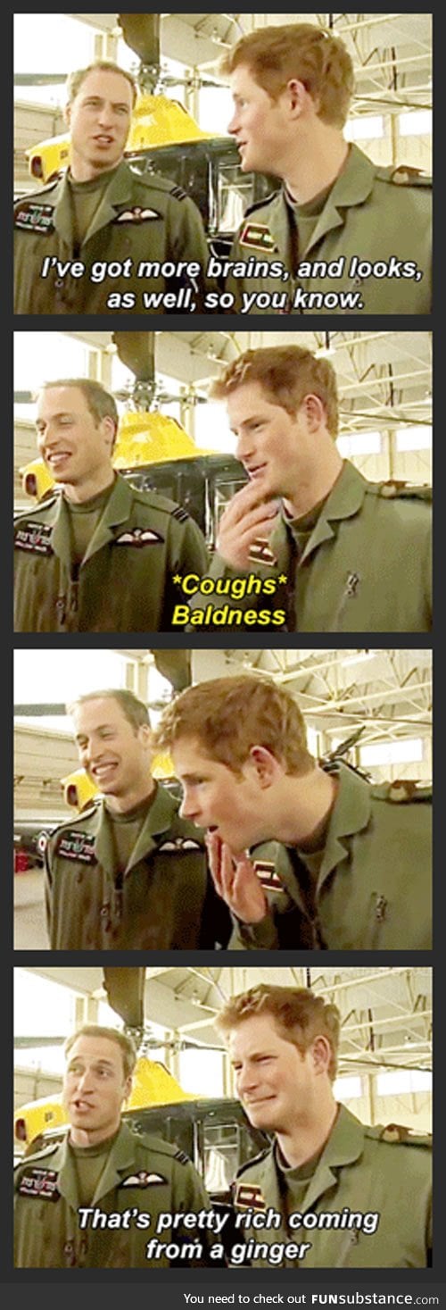 Prince William burns Harry