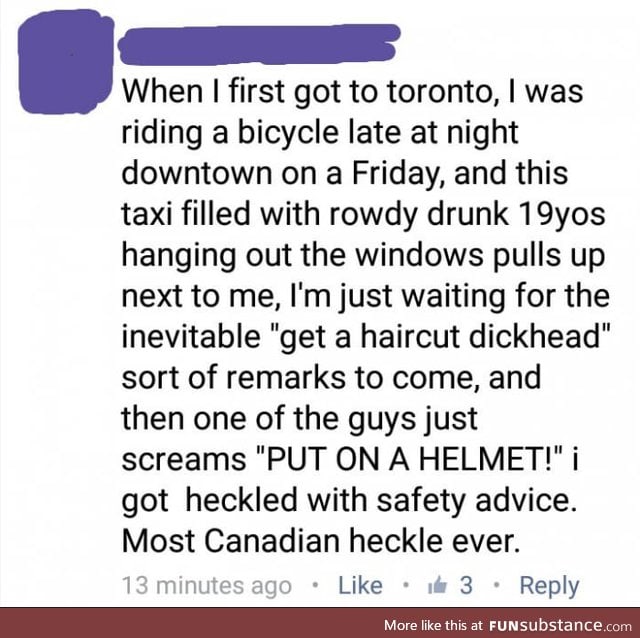 Most Canadian heckle ever... Sorry, so sorry