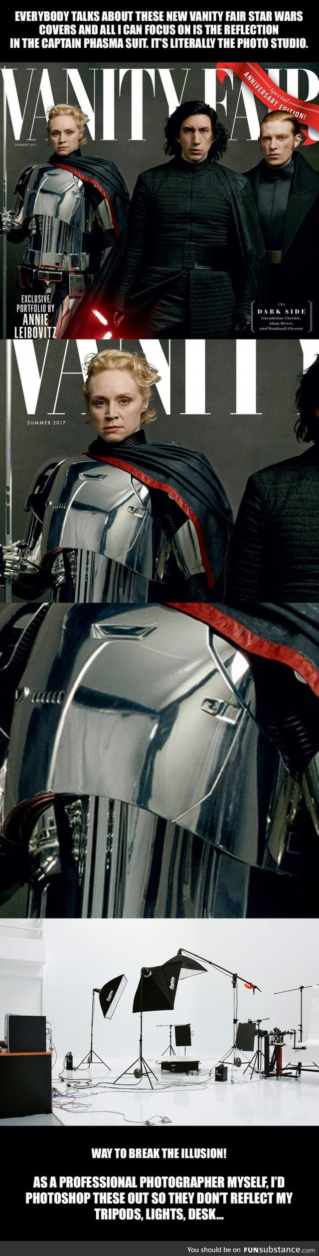 Look at all the reflections in the Captain Phasma suit.. Why tho?