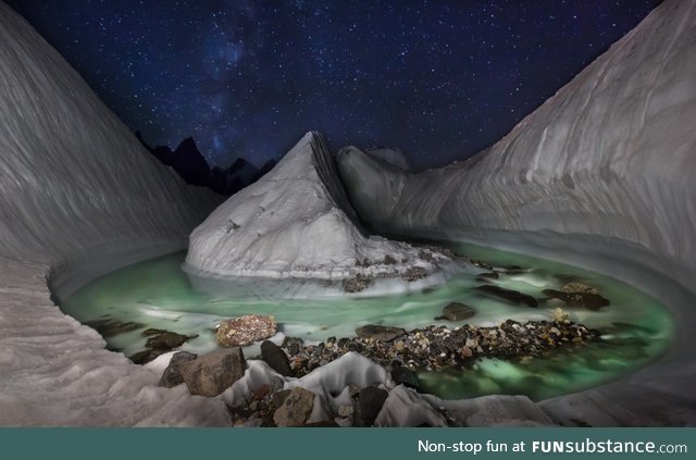 A drone was used to find this hidden glacial pool in the Himalayas