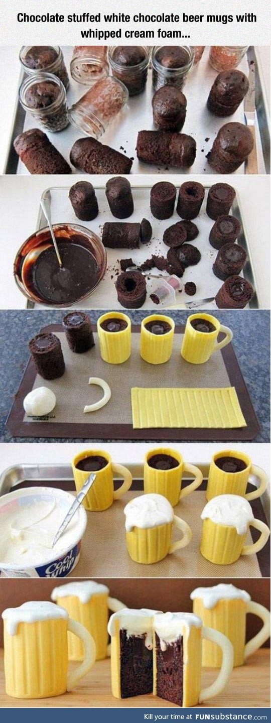 Chocolate stuffed beer mugs