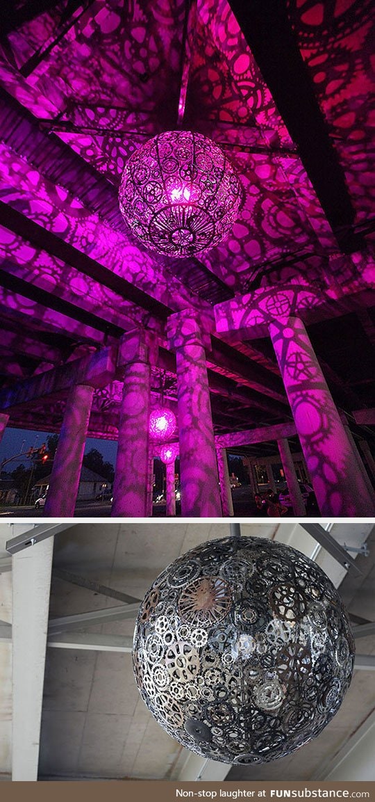 Old bike parts turned into a glorious chandelier