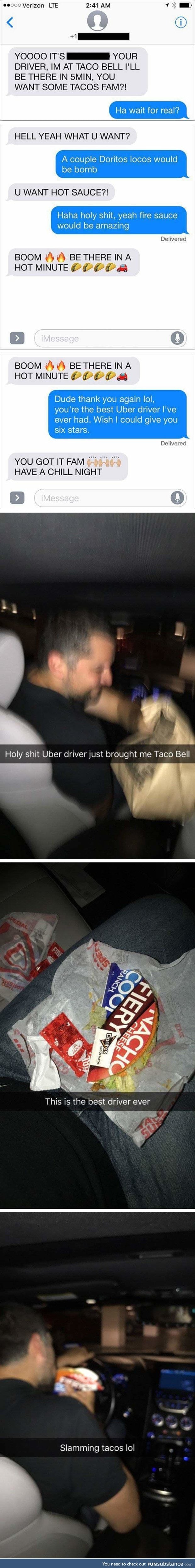 Awesome Uber driver give free Tacos