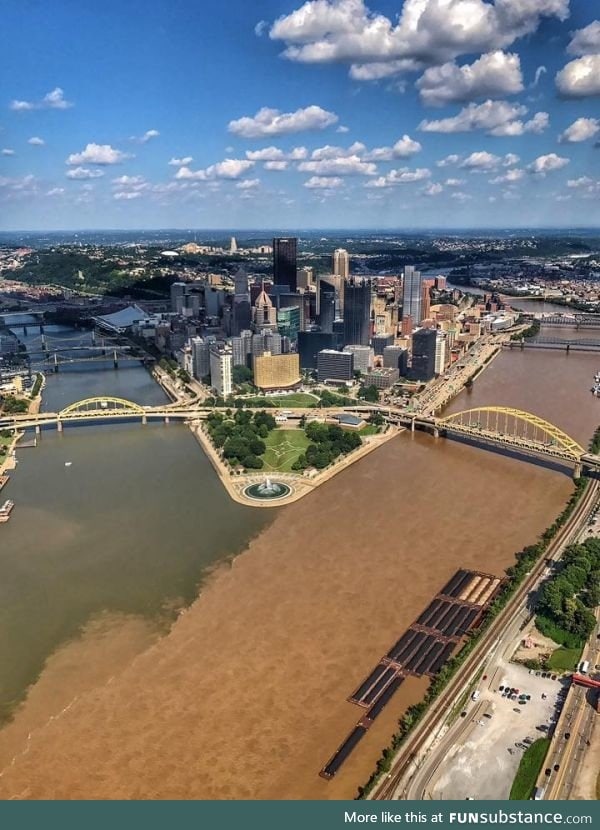 Pittsburgh rivers after a rain storm