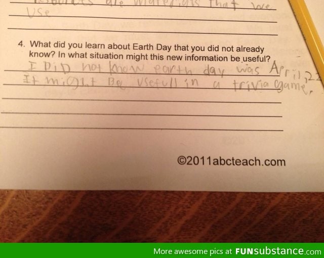 A third grader's honest response