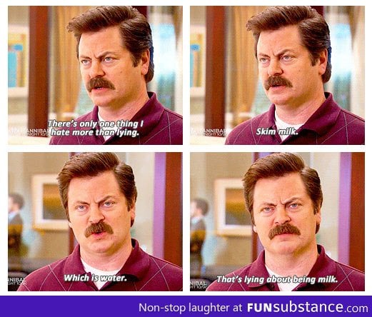 Ron Swanson on skim milk