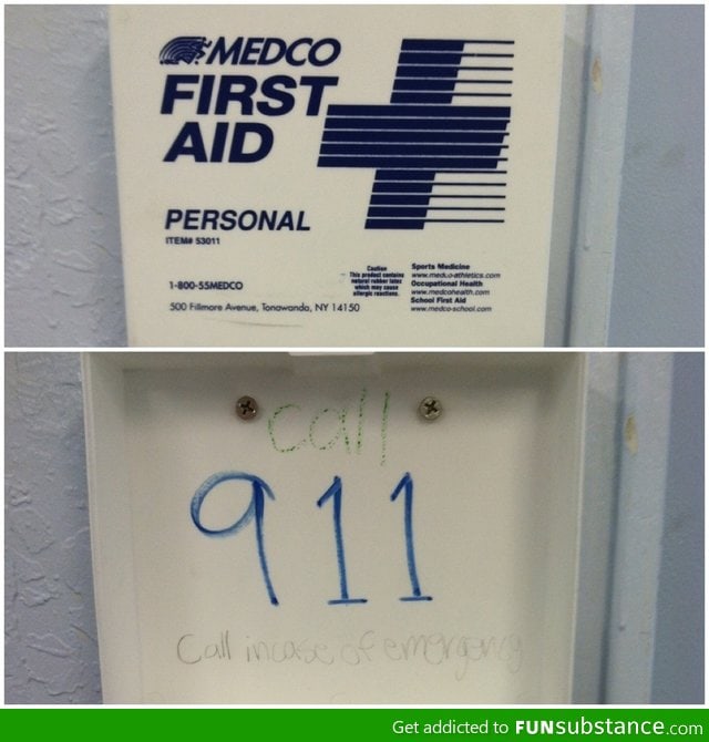 First aid kit at a poor ass school