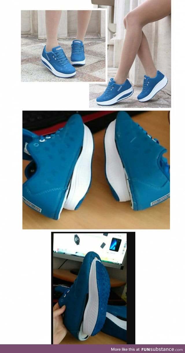 Mail order Chinese shoes. Ad vs Reality