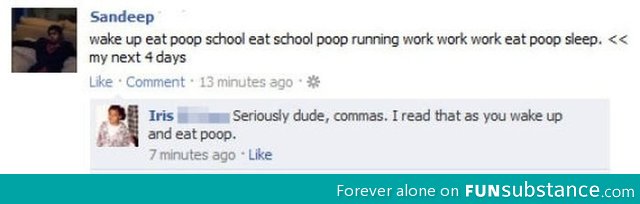 Use commas on Facebook