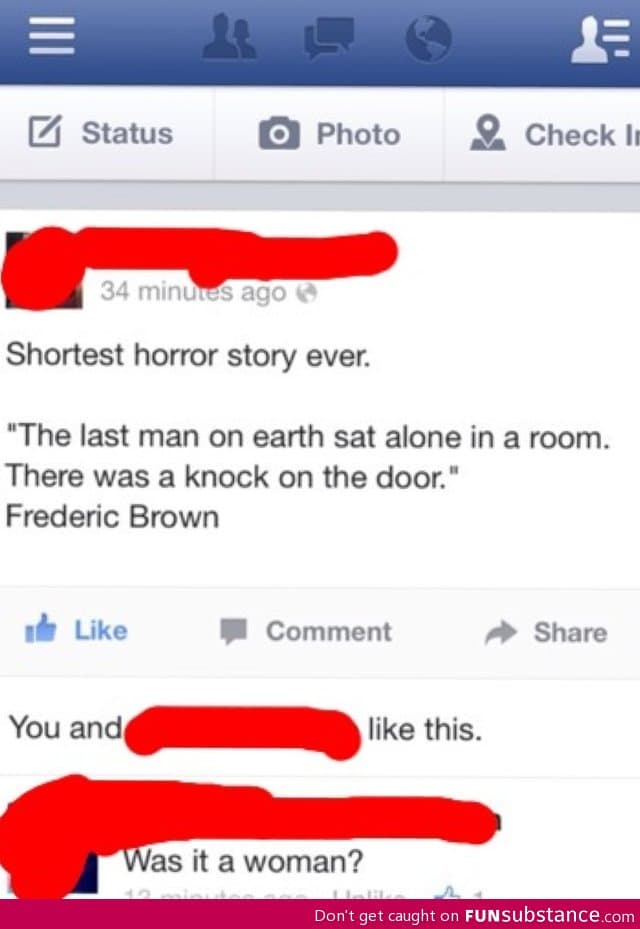 Shortest horror story ever.....