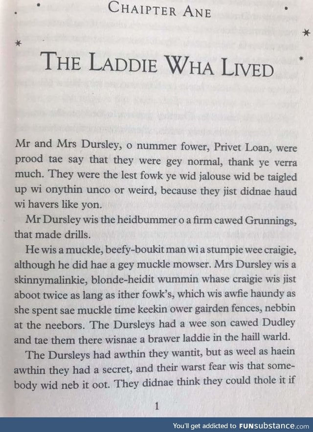 Harry Potter translated into Scots