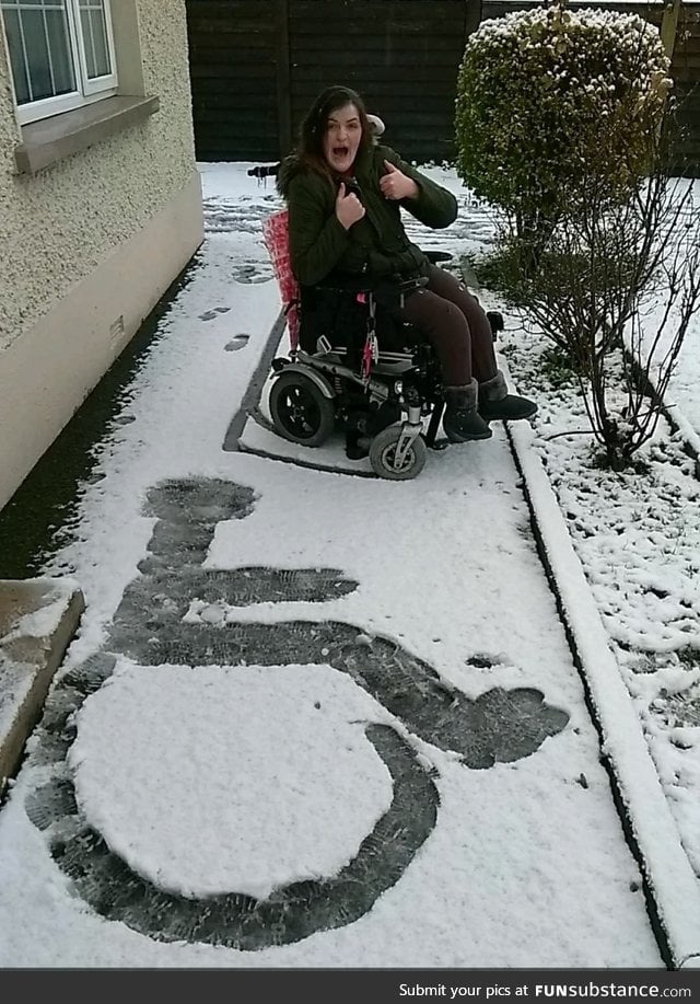 Aww, she made her first snow angel 