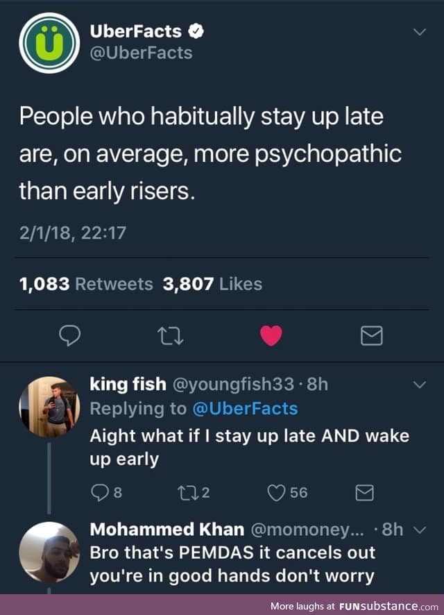 Staying up late makes you psychopathic