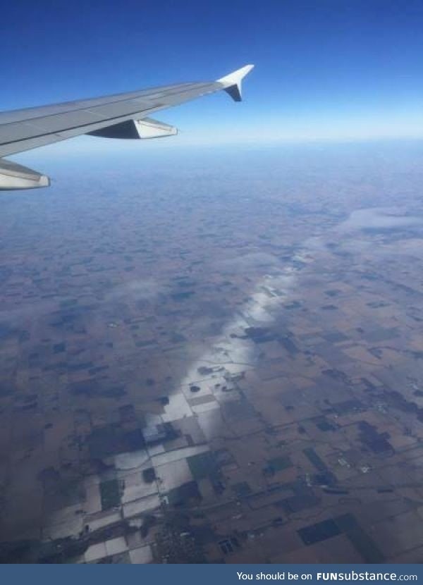 The snow fell in a very thin line in Ohio