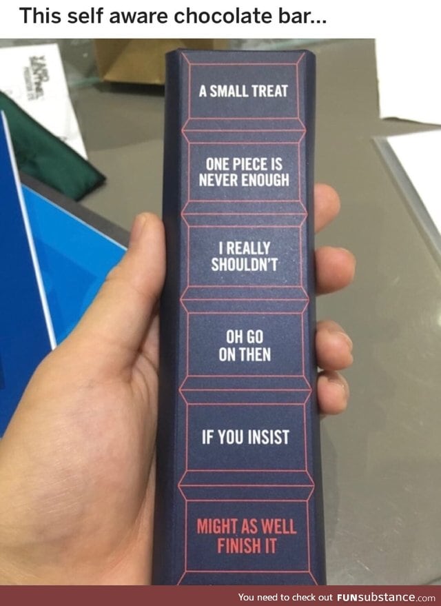 Self aware chocolate bar