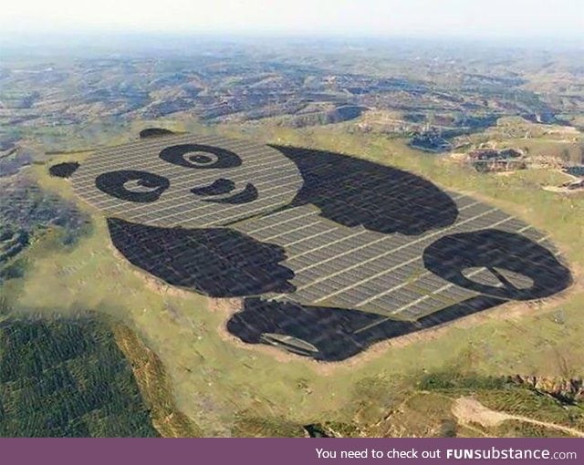 China built a 250 acre solar farm shaped like a giant panda