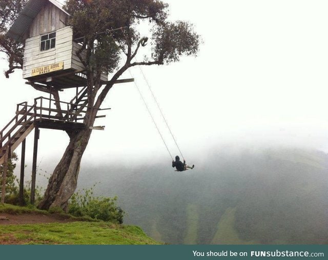 Treehouse swing in Ecuador