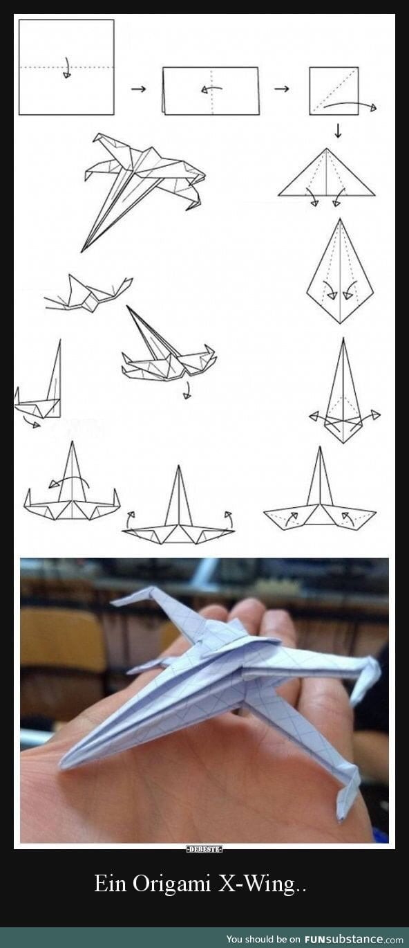 Ein Origami X-Wing