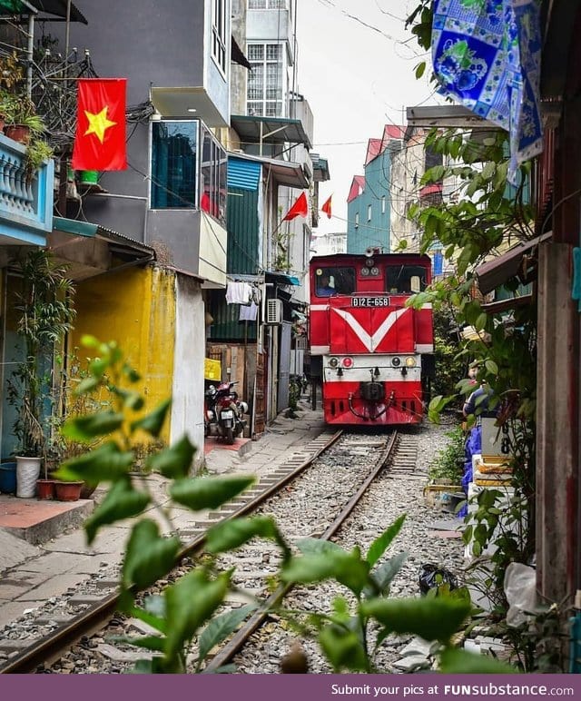 Railway in Hanoi, Vietnam