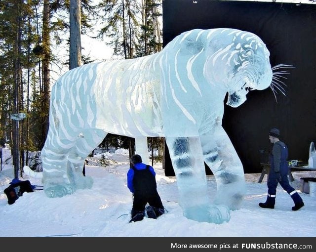 Awesome tiger ice sculpture
