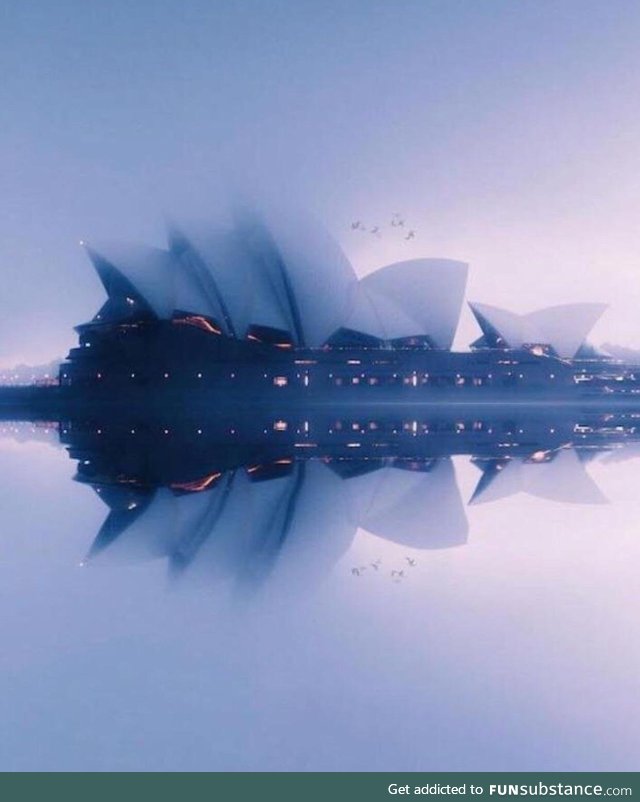 Sydney Opera House on a foggy day