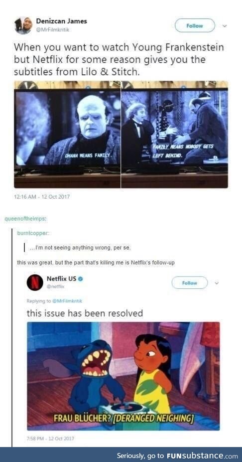 Deranged Neighing (Or, when Netflix gets the subtitles wrong, but then they... fix it?