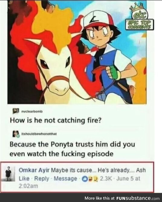 Ash can't burn anymore