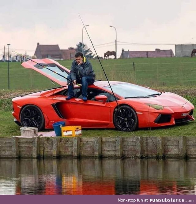 When you spent all your money on car and now you have to catch your own dinner