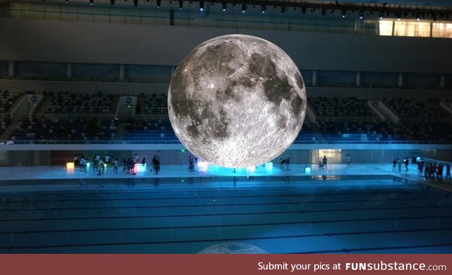 Museum of the Moon exhibit at the National aquatics center in Beijing, China
