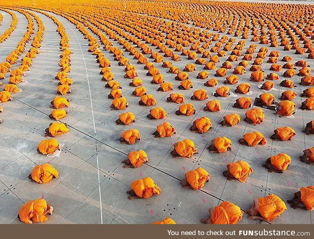 Monks praying makes a perfect picture