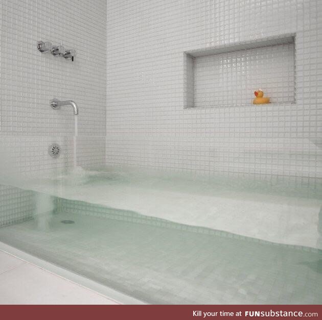 A clear bathtub