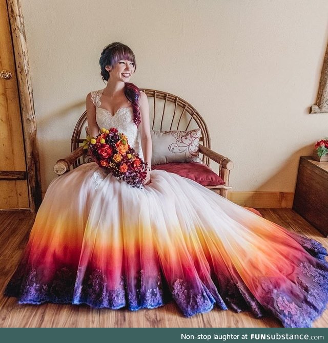 Tie dye wedding dress