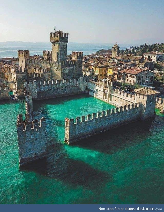 Castle in the Lake in Italy