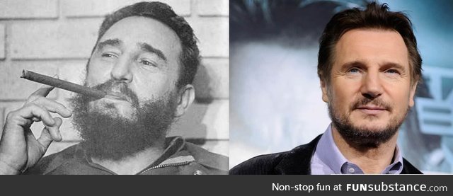 People say young Fidel Castro looked like Liam Neeson. I'd say close, but no cigar