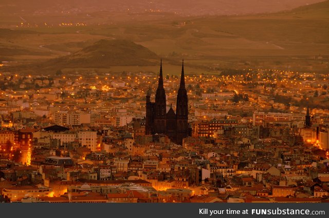 The black cathedral of Clermont-Ferrand, France
