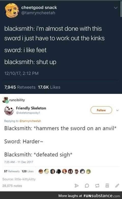 But what if the sword is into gore?