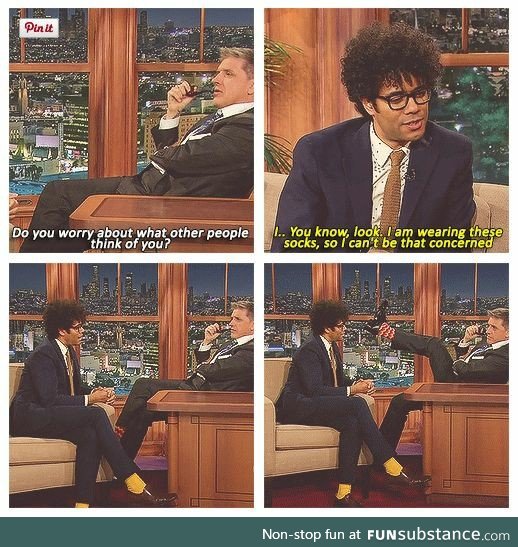 With socks like these... (Richard Ayoade and Craig Ferguson)